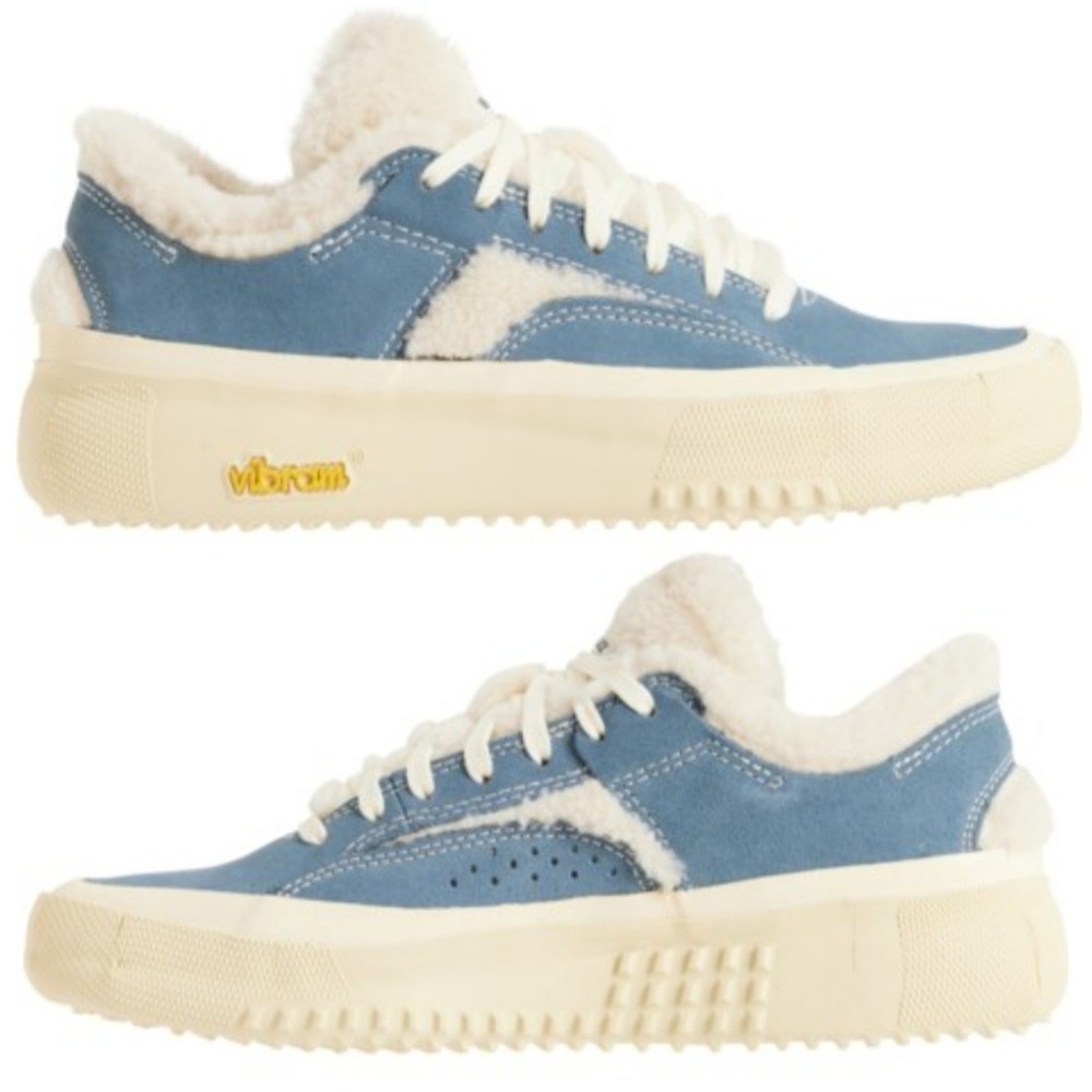 BRANDBLACK Bravo Faux Shearling Sneakers Womens Sz 9 Blue Leather Vibram $180 - Picture 5 of 12